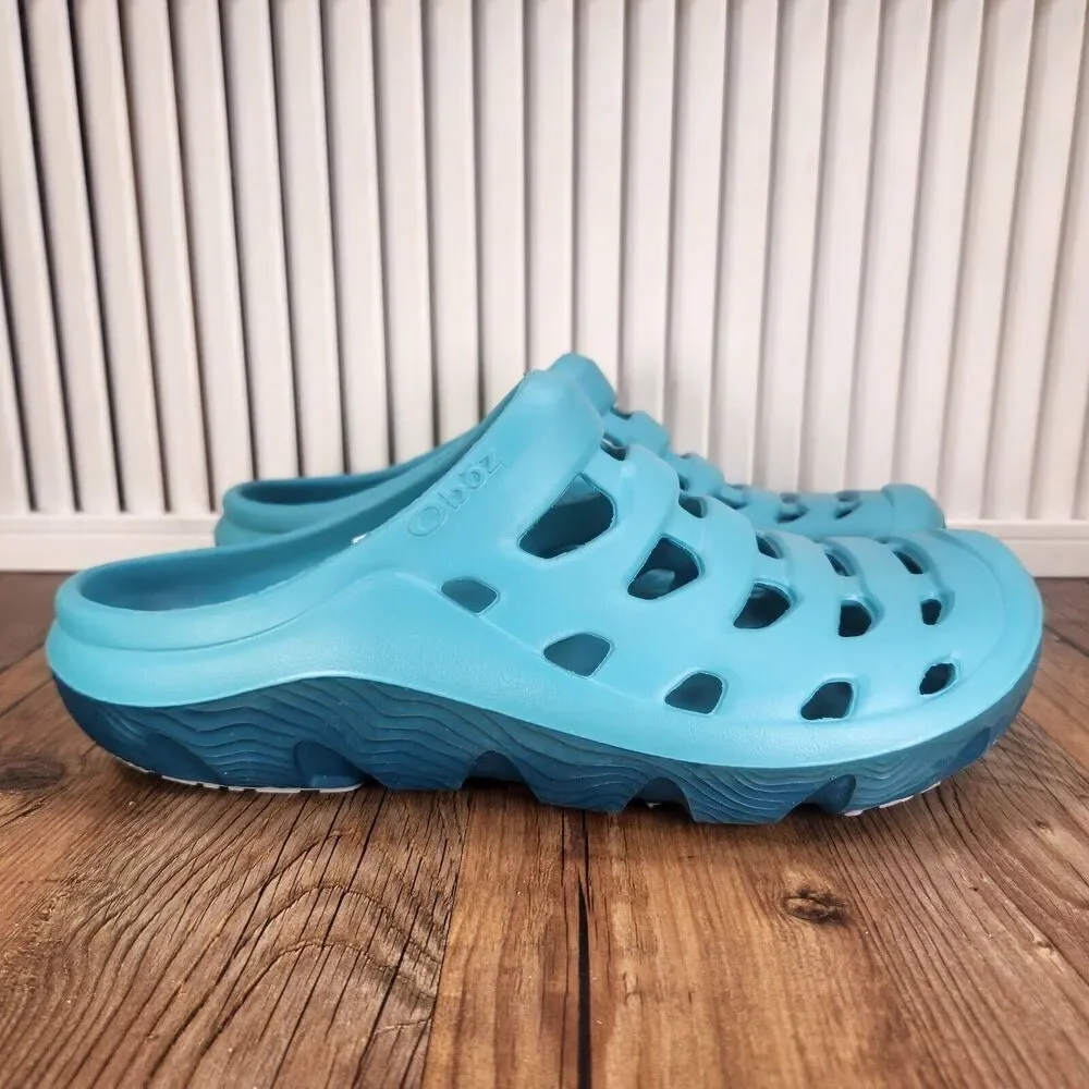 Oboz Whakata Coast Recovery Clogs Mens Sz 9 Aqua Blue Slip On Comfort Sandals